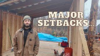 Converting Firewood Shelter into Tiny Cabin to Survive Winter - Walls 2.0┃EP11┃Alone Off Grid Alaska