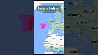 Spain vs Portugal land area size comparison #shorts #maps #comparison #geography #spain #portugal