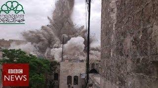 Huge blast 'destroys Aleppo hotel' - BBC News