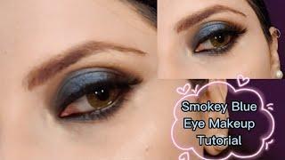 BLUE SMOKEY EYES MAKEUP TUTORIAL || shani beauty