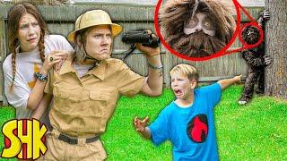 Hiding a SECRET Bigfoot in our yard! SPY MISSION to Capture the Monster!