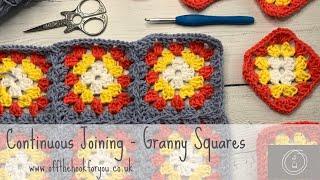 How to Join Granny Squares with only 2 ends to sew in!  Aka  (CJAYG) Continuous join as you go.