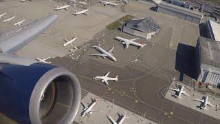 Delta 767-400ER Takeoff from Zürich — Exterior-Interior Side-by-Side