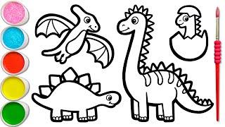 4 Dinosaurs Drawing, Painting, Coloring for Kids & Toddlers | Easy Dinosaur Picture #199