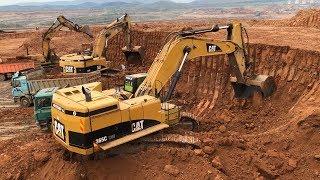 Caterpillar 365C Excavator Loading Trucks And Operator View