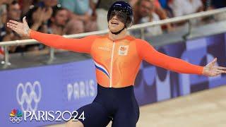 Harrie Lavreysen completes cycling TRIFECTA with men's keirin gold | Paris Olympics | NBC Sports