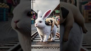 Rabbit helps pug injured in train crash  #RabbitRescue #CuteAnimals #AnimalRescue