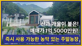 가평군 신상리! 산과 개울에 붙은 농막! 즉시 사용 가능한 농막있는 주말농장! 매매가 1억 5000만원 토지 - 매물번호 047 [가평토박이부동산] #가평군 농막 토지#가평군 토지