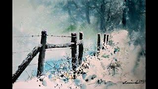 Watercolour Painting Tutorial : Snowy Scene