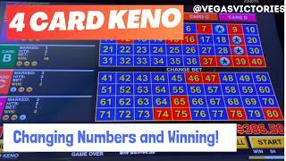 Is this how to win at 4 Card Keno | High Limit Keno $8 per spin | Changing numbers leads to a win