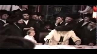 Bobov Rebbe Zt"l dancing in Sukkah on Hoshana Rabba