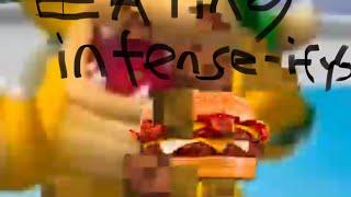 Green Koopa Kid eats burger