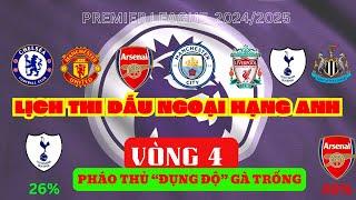 LỊCH THI ĐẤU NGOẠI HẠNG ANH VÒNG 4 - "PHÁO THỦ"  CHẠM TRÁN "GÀ TRỐNG"  - premier league 2024/2025