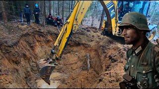 WE ARE DIGGING A GERMAN STAFF DUGOUT WITH A TRACTOR. WAREHOUSE OF PROPAGANDA SHELLS WEAPONS, AWARDS