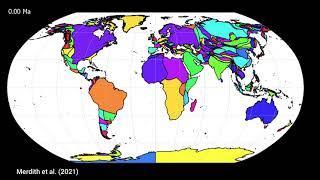 Evolution of Continents from present-day to 600 million years ago