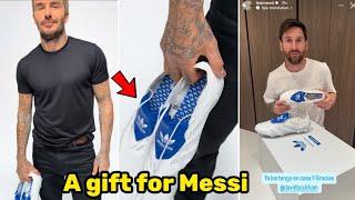 Lionel Messi's REACTION after David Beckham gifts him a pair of signed adidas Predator boots