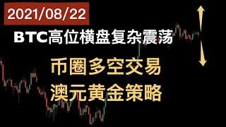 BTC高位窄幅横盘, 多空交易策略分享,最新复盘和盘中分析, 黄金和澳元也有不错的交易机会. 2021年8月22日#比特币Bitcoin#狗狗币Doge#以太坊ETH