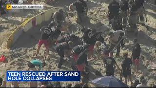 Sand hole collapses on teen girl, trapping her 8 feet under