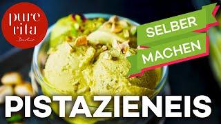 Cremiges Pistazieneis selber machen mit Eismaschine (Rezept)