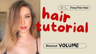 The perfect VOLUMIZING blowout for fine/thin hair  EASY hair tutorial