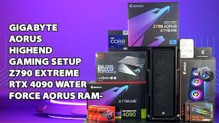 GIGABYTE AORUS HIGHEND GAMING SETUP Z790 EXTREME -RTX 4090 WATER FORCE AORUS RAM-#gaming #pc #aorus