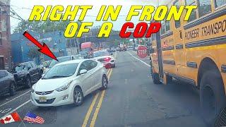 IDIOT DECIDES NOT TO STOP TO THE SCHOOL BUS AND GETS KARMA