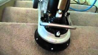 The Rotovac 360i Carpet Cleaning Machine Cleaning both Stairs and Carpet