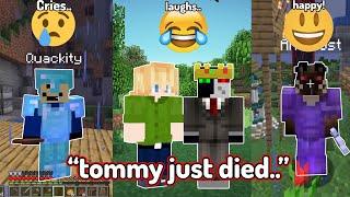 members REACTION to tommyinnit DEATH (tubbo LAUGHS and quackity CRIES)..