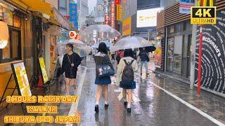 【4k hdr】 3 Hours Rainy day Walk in Shibuya (渋谷) Tokyo Japan | Relaxing Natural City ambience