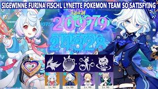 Sigewinne Furina Fischl Lynette Pokemon Team so Satisfying | Ultimate Summon 4.7 Abyss Showcase