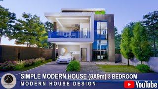 SIMPLE MODERN HOUSE (8x9m)  | 3 BEDROOM | ROOF DECK |  Q Architect