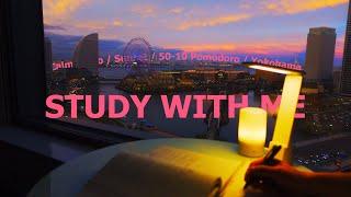 5-hour STUDY WITH ME / pomodoro (50/10) / BGM / Calm Piano / Japan sun set / Focus music