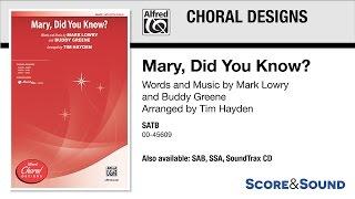 Mary, Did You Know?, arr. Tim Hayden – Score & Sound