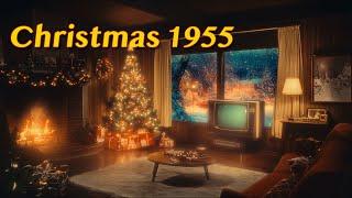 Christmas 1955 | Vintage Ambience, Fireplace Sounds, Classic Christmas Movies on TV