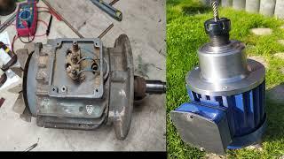 DIY slow rpm ER32 spindle motor for milling steel from an old 3 phase 2KW motor