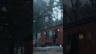 Snowy day in remote cabin at Catskill mountain.