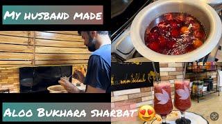 Aloo Bukharay ka sharbat Made by My Husband  Garmion ka tor | Best Summer Drink