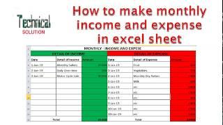 How to make monthly income and expense in excel sheet