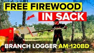 Get a whole sack of firewood instantly. A branch logger, wood chipper, shredder ARPAL AM-120BD