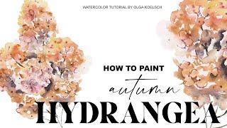 How to paint watercolor hydrangea  (Autumn coloured abstract flowers)