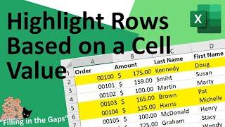 Highlight a row based on one cell value with Excel's conditional formatting.