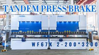 RAYMAX WF67K 2*200T3200 tandem press brake featuring DA53T controller and 4+1axis