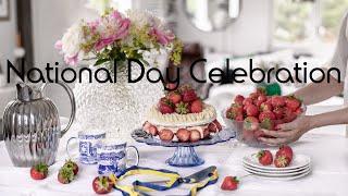 #18 National Day Celebration | Baking a 5-minute Strawberry Cake | Tying a Bouqet from our Garden