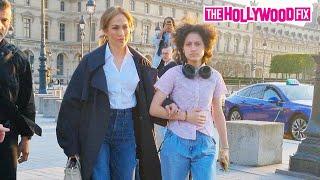 Jennifer Lopez Visits The Louvre Museum To See The Mona Lisa After Camera Shopping In Paris, France