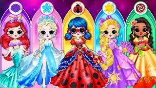 What If Elsa, Ladybug & Ariel Become Princesses? | DIY Paper Dolls Fashion