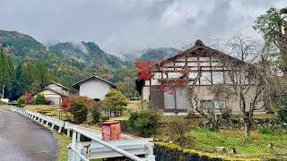 4K Beautiful Japanese Countryside village Walking through Rainy Day 2024