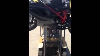 Ducati 848 on fork lift