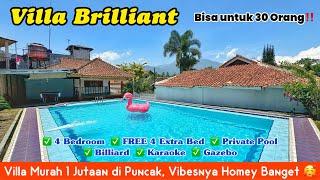 VILLA BRILLIANT PUNCAK || Villa Murah 1 Jutaan untuk 30 Orang, 4 Kamar Tidur & Fasilitas Lengkap‼️