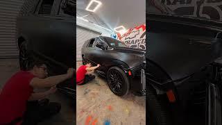 Wrapping Avery Dennison Matte Black Vinyl on Cadillac Escalade