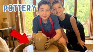 Oliver and Lucas Get Messy and Make Pottery! Play with Pottery 🪴 Educational Videos for Kids 